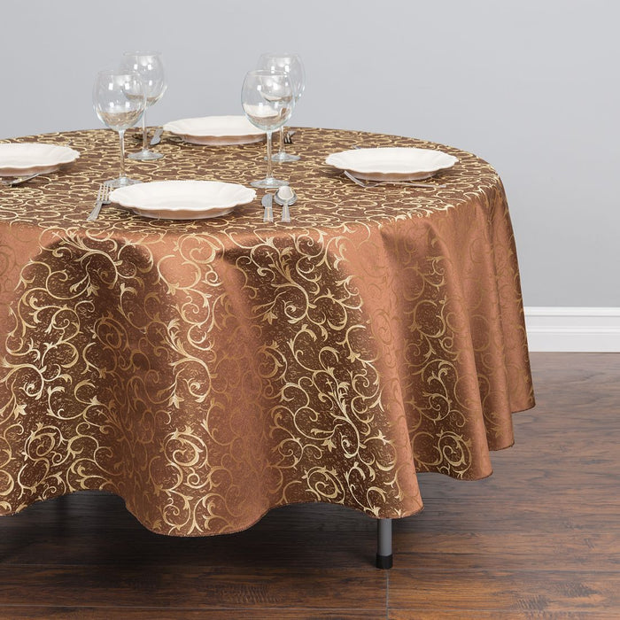 90 in. Round Jacquard Scrollwork Tablecloth (4 Colors)