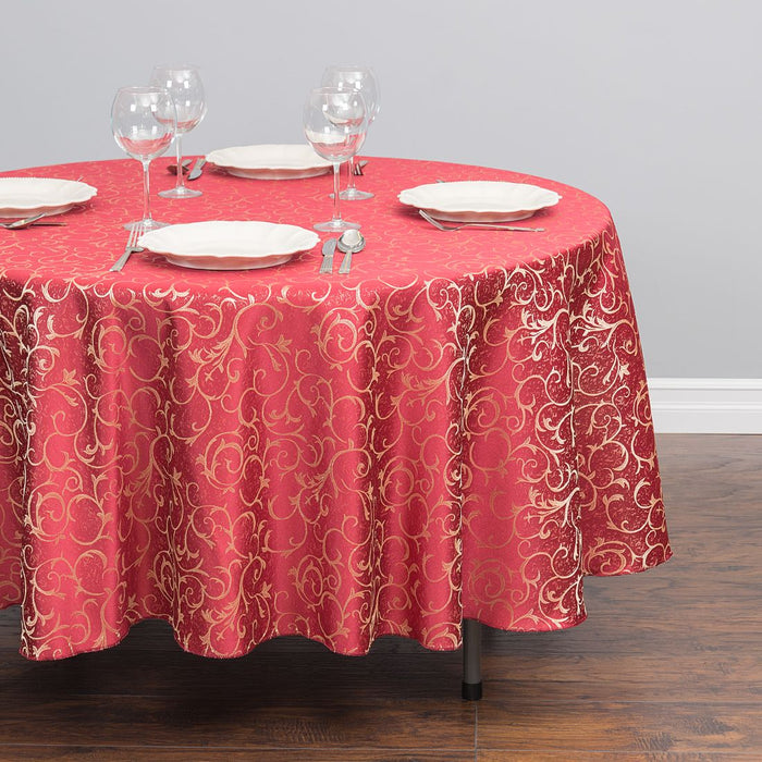 90 in. Round Jacquard Scrollwork Tablecloth (4 Colors)