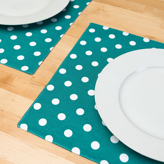 13 X 19 in. White Polka Dots Cotton Placemats 4/Pack (6 colors)