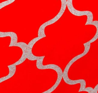 13 x 90 in. Moroccan Print Cotton Table Runner Red & Silver
