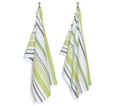 18 X 28 in. Barcode-Striped Cotton Kitchen Towel 2/Pack Green