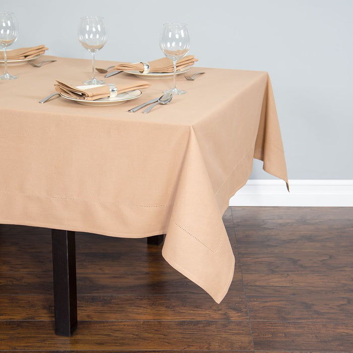 60 x 126 in. Rectangular Hemstitch Cotton Tablecloth (3 Colors)