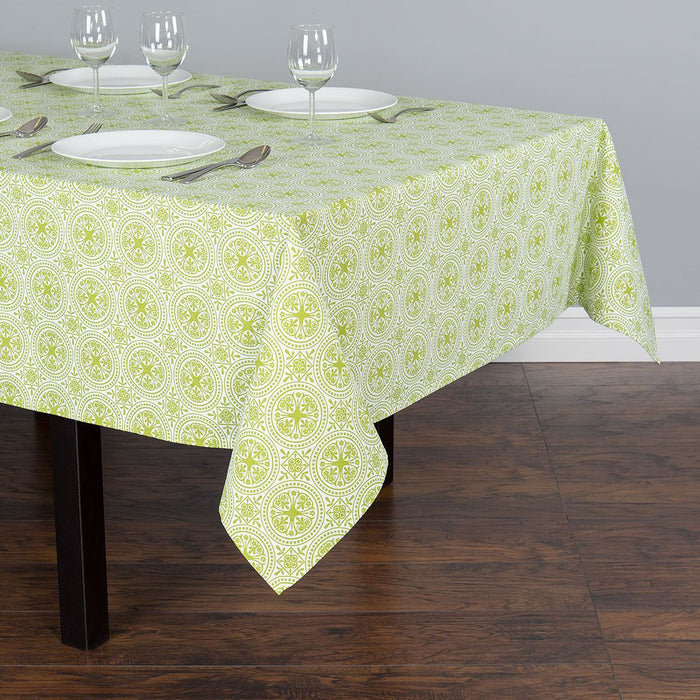 60 in. Square Arabian Design Green Cotton Tablecloth