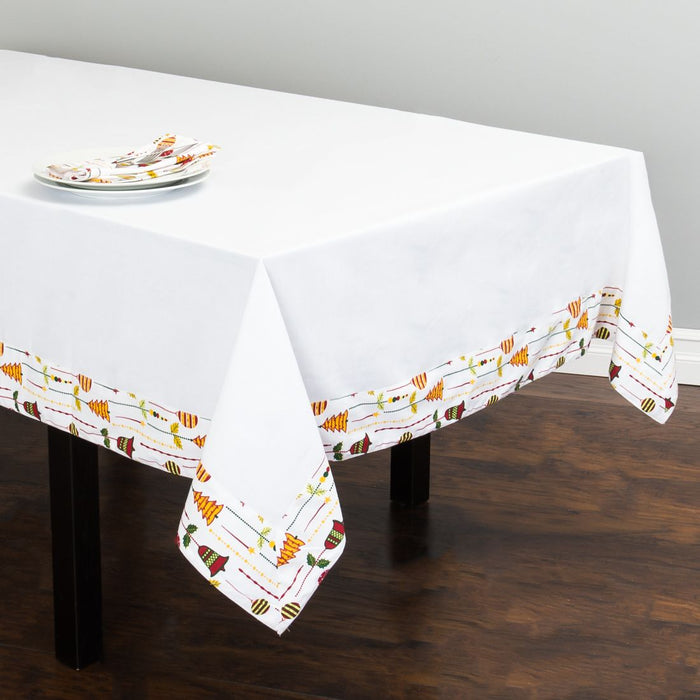 Christmas Ornaments Holiday Rectangular Cotton Tablecloth (4 Sizes)