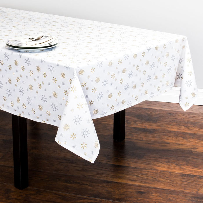 Snowflake Holiday Rectangular Cotton Tablecloth (4 Sizes / 2 Colors)