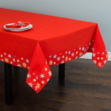 Snowflake Holiday Rectangular Cotton Tablecloth (4 Sizes / 2 Colors)