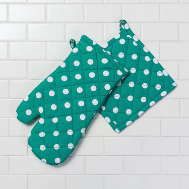 Polka Dots Cotton Oven Mitt / Pot Holder Set 4 Pack
