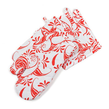 Paisley Cotton Oven Mitt / Pot Holder Set 4 Pack (5 Colors)
