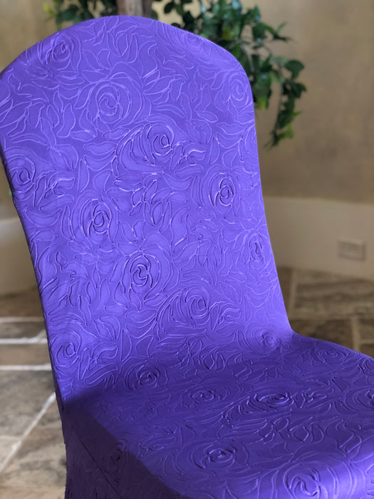 Rose Embossed Stretch Banquet Chair Cover (5 Colors)