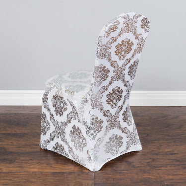 Metallic Damask Stretch Banquet Chair Cover (2 Colors