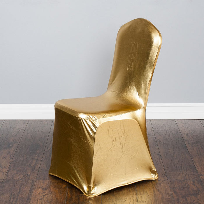 Metallic Gold Banquet Stretch Chair Cover