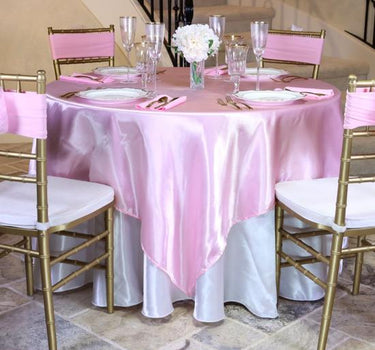 Bargain 60 in. Square Satin Overlay Pink