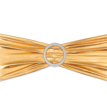 Stretch Chair Sash Metallic Gold With Round Buckle 5/Pack