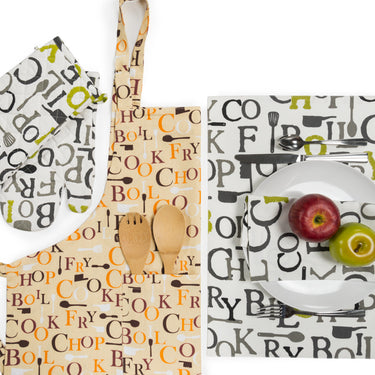 13 X 19 in. Chef Print Cotton Placemats 4/Pack (3 Colors)