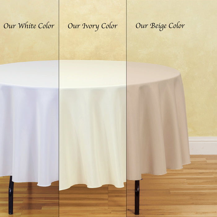Bargain 90 In. Round Polyester Tablecloth White