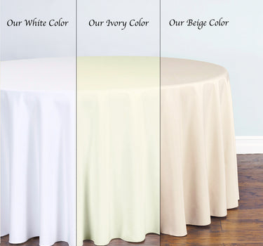 Bargain 108 In. Round Polyester Tablecloth Ivory