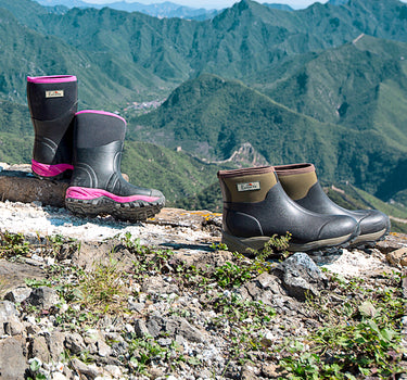 East Rock Women 11 in. Waterproof Outdoor Rubber Boots Black/Fuchsia (6 Sizes)