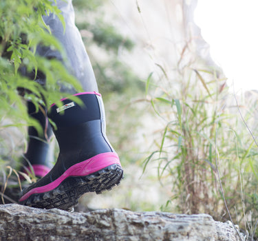 East Rock Women 11 in. Waterproof Outdoor Rubber Boots Black/Fuchsia (6 Sizes)