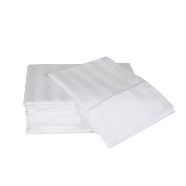 Hotel Selection 500 Thread Count Cotton White Satin Stripe Sheet Set - Full Size