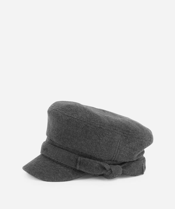 San Diego Women's Woolblend Charcoal Cabbie Hat With Belt & Bow