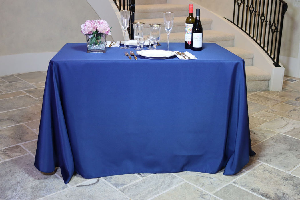 90 x 108 in. Rectangular Polyester Tablecloth Navy Blue