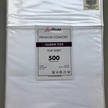 Hotel Selection 500 Thread Count Cotton White Flat Sheet Queen