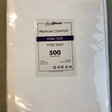 Hotel Selection 500 Thread Count Cotton White Fitted Sheet King