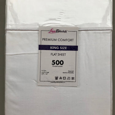 Hotel Selection 500 Thread Count Cotton White Flat Sheet King