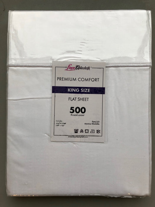 Hotel Selection 500 Thread Count White Flat Sheet King
