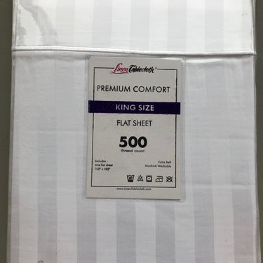 Hotel Selection 500 Thread Count White Satin Stripe Flat Sheet King