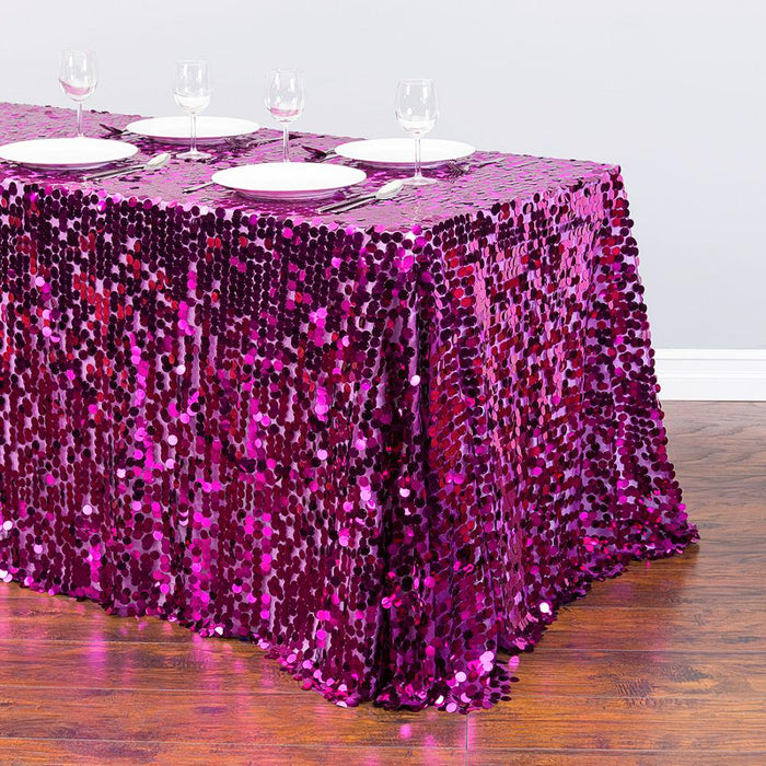 88 X 130 in. Rectangular Payette Sequin Tablecloth Fuchsia