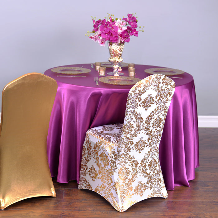 Metallic Damask Stretch Banquet Chair Cover (2 Colors)
