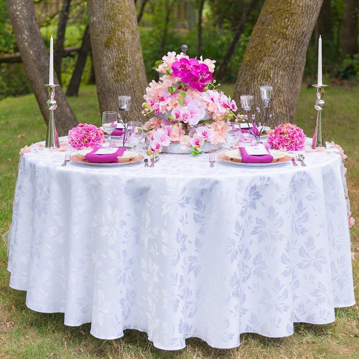 108 in. Round Falling Lilies Damask Tablecloth (5 Colors)