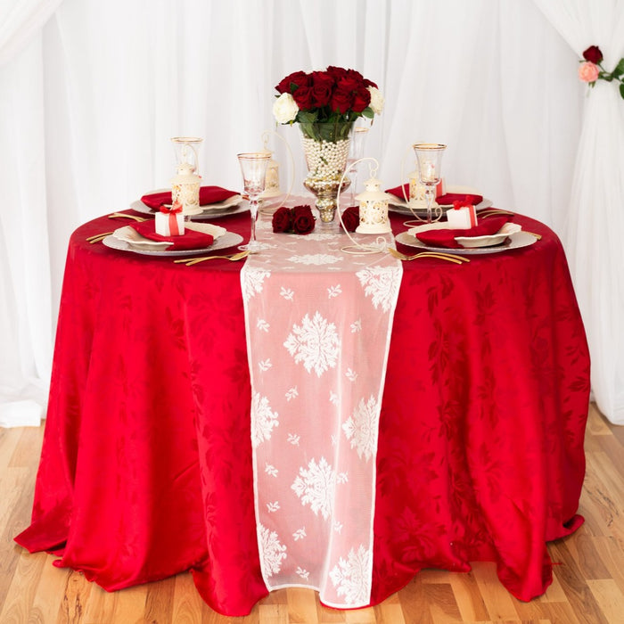 108 in. Round Falling Lilies Damask Tablecloth (5 Colors)