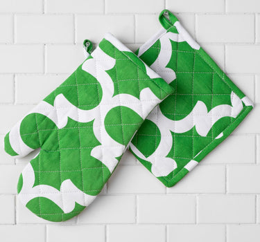 Trellis Cotton Oven Mitt / Pot Holder Set 4 Pack