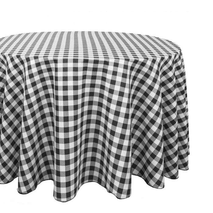 120 in. Round Polyester Tablecloth Black & White Checkered