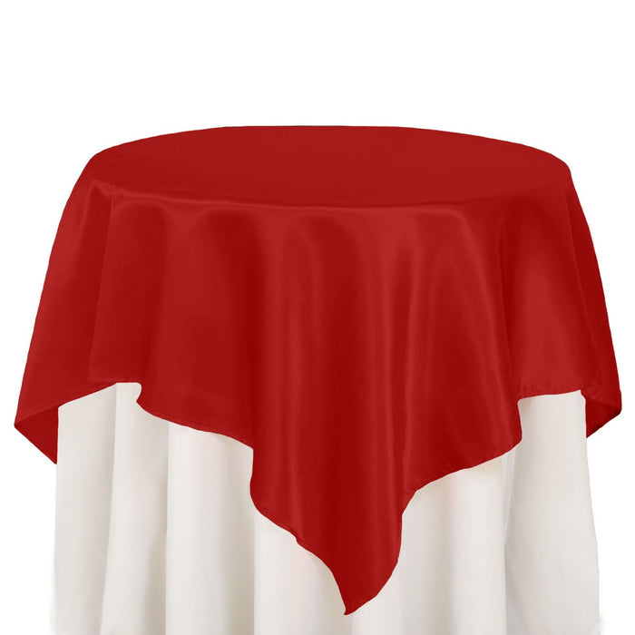 Bargain 60 In. Square Satin Overlay Red