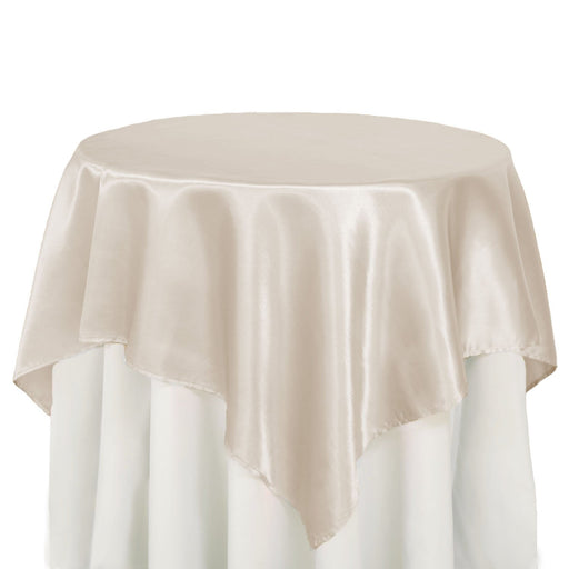 Bargain 72 In. Square Satin Overlay Beige