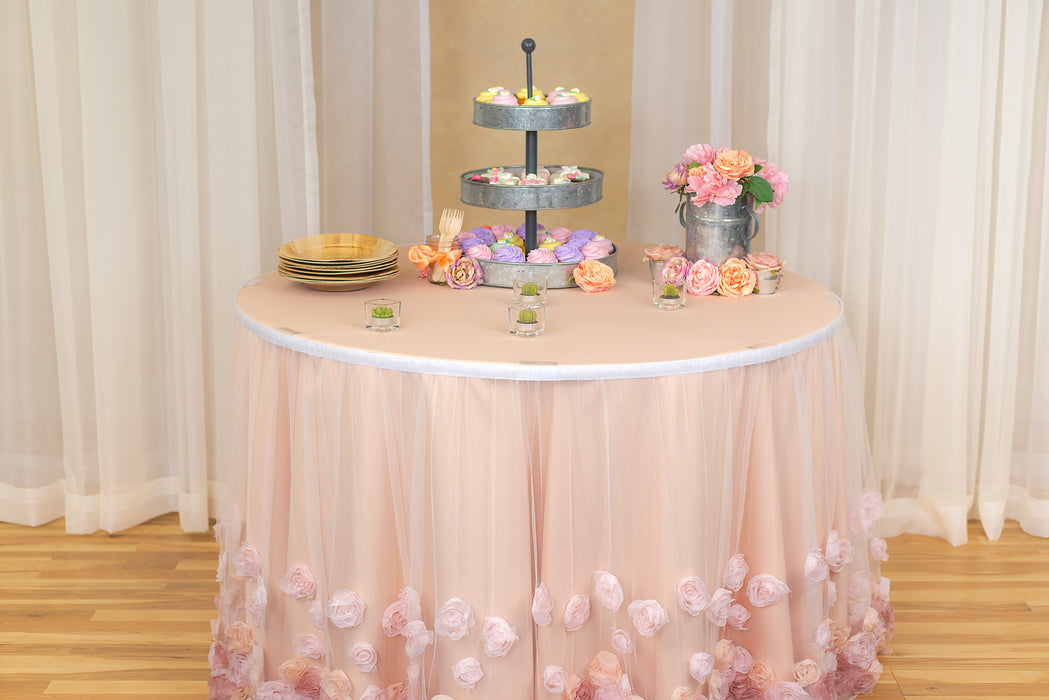 21 ft. Tulle Rose Table Skirt (2 Colors)
